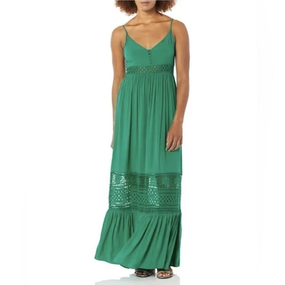 JACK By BB Dakota Kaia Green Lace Maxi Dress With SPAGHETTI Straps. Size 6.